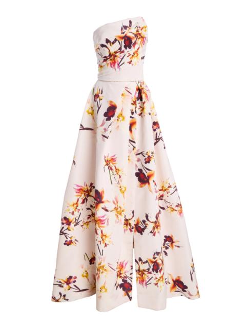 Monique Lhuillier Asymmetric Strapless Ball Gown multi