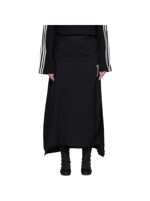 Y-3 Black Sport Uniform Raw Cut 3 Stripes Midi Skirt