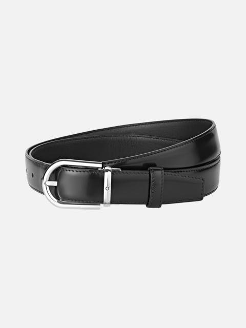 Horseshoe buckle black 30 mm leather belt