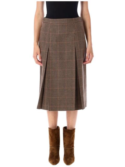 Saint Laurent Prince Of Wales Wool And Cashmere Midi Skirt