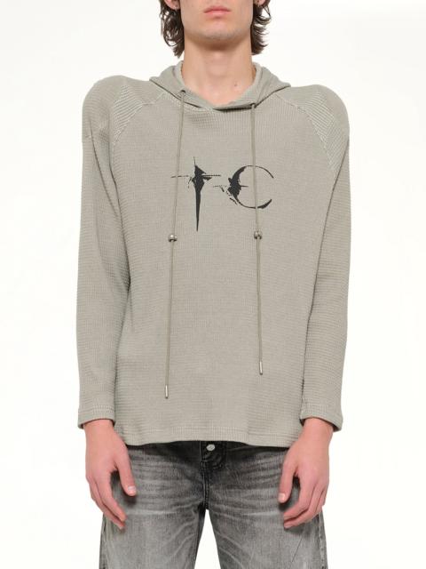 Thug Club Bulk Shoulder Waffle Hoodie in Khaki