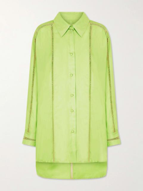 diotima Bridgetown Embroidered Silk-satin Shirt