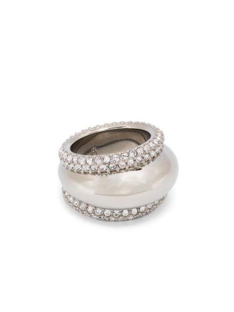 silver-toned crystal ring