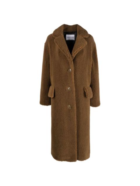 single-breasted faux-fur coat
