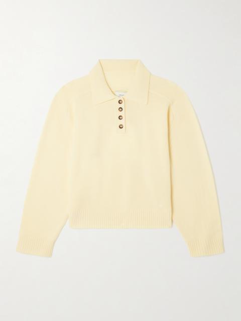 Loulou de Saison Homere Embroidered Cashmere Polo Sweater