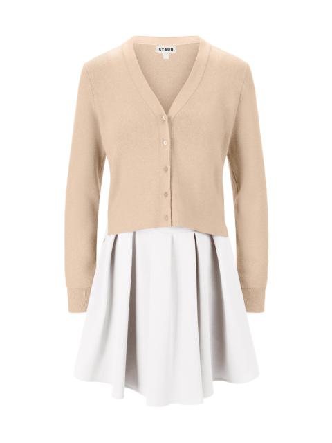 STAUD Women's Milo V-Neck Long-Sleeve Combo Minidress - Wheat White