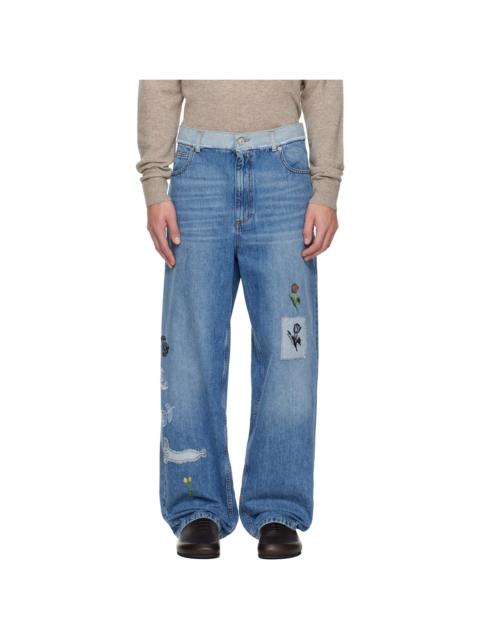 Marni Blue Embroidered Jeans