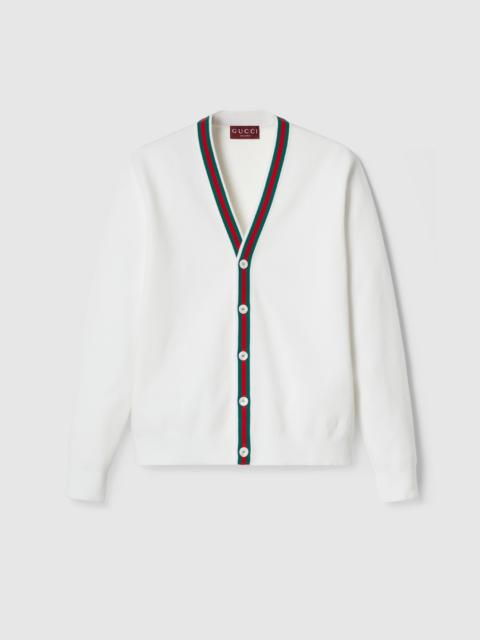 GUCCI Cotton knit cardigan with Web