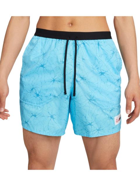 Nike Stride D.y.e Running Shorts Mens Style "BLUE CHILL/LIGHT CRIMSON"