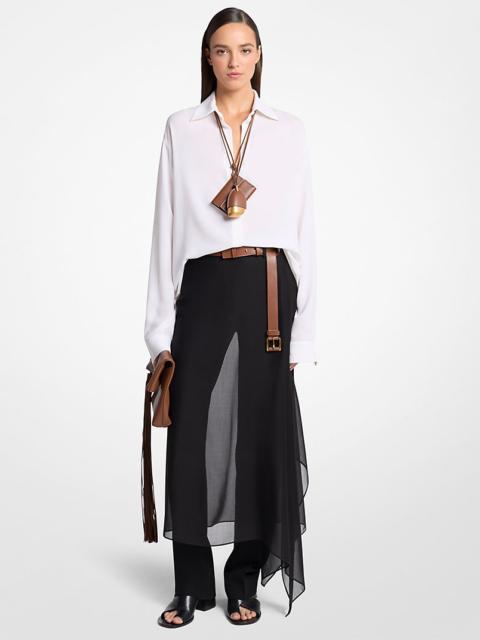 MICHAEL KORS COLLECTION Tissue Wool Crepe and Silk Voile Veiled Trousers