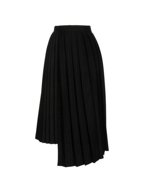 asymmetric pleated wool skirt