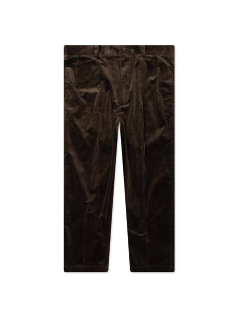 DOUBLE PLEATED CORDUROY TROUSERS - BROWN