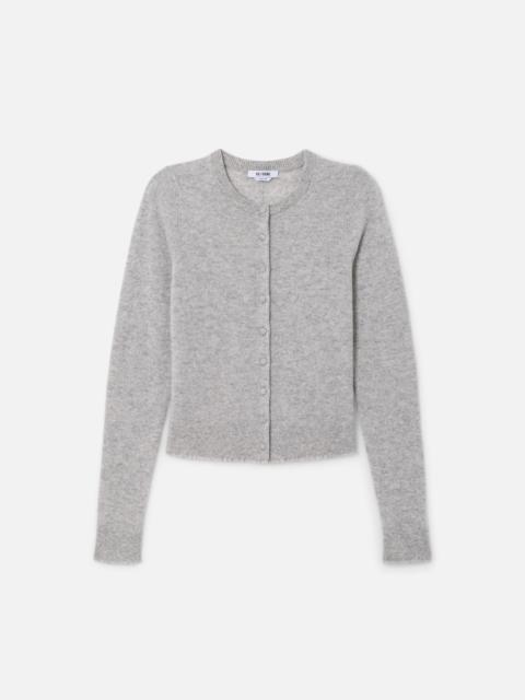 RE/DONE Cashmere Crewneck Cardigan - Light Heather Grey
