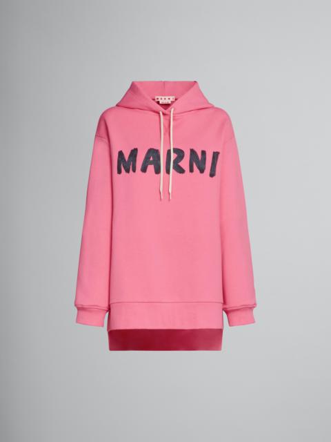 Marni PINK OVERSIZE SWEATSHIRT IN BIO COTTON WITH LOGO