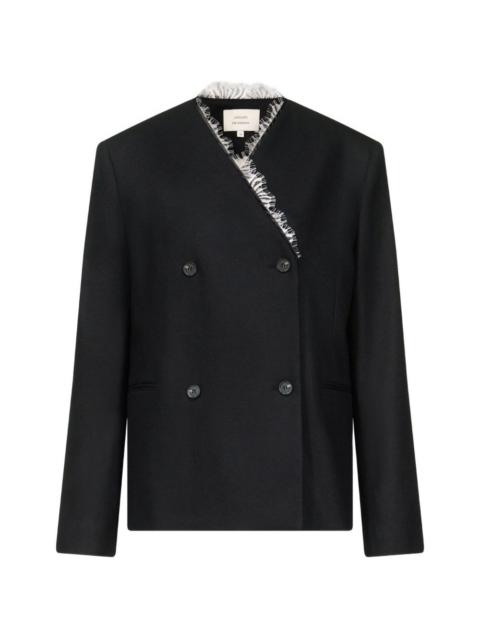 Loulou de Saison Leandra lace-trim double-breasted blazer