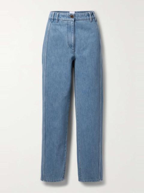 PATOU Paneled mid-rise straight-leg jeans