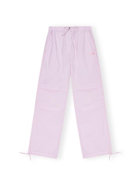 GANNI LIGHT LILAC WASHED COTTON CANVAS DRAW STRING TROUSERS