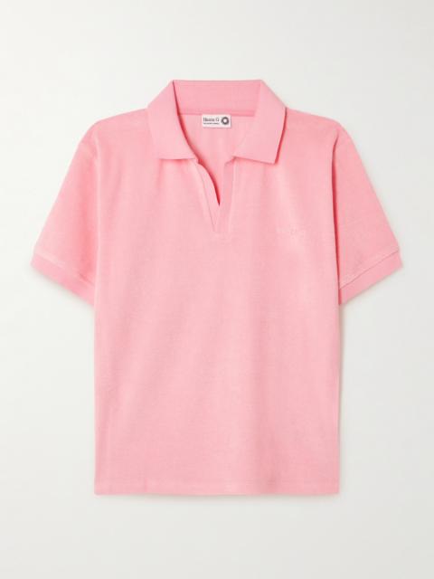 Hunza G Embroidered Cotton-terry Polo Shirt