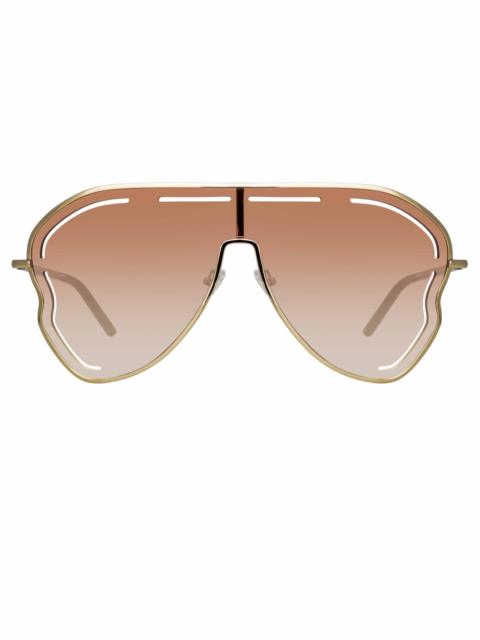LINDA FARROW Kika Gardenia Sunglasses in Taupe
