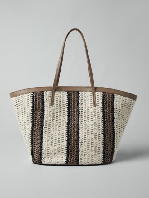 Brunello Cucinelli Raffia-effect knit striped shopper bag