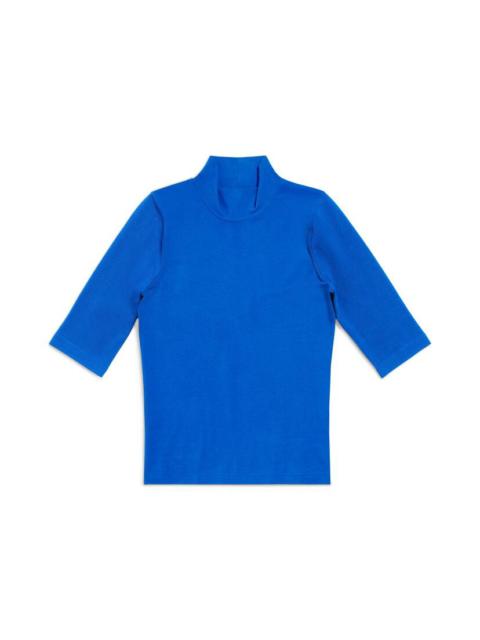 BALENCIAGA 3b Sports Icon Fitted Long Sleeve Turtleneck in Blue