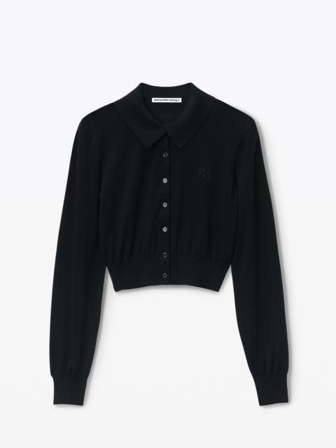 Alexander Wang High-Frequency Stacked Logo Cardigan in Merino Wool