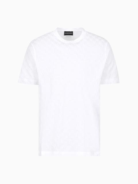 EMPORIO ARMANI Jacquard jersey T-shirt with op-art motif