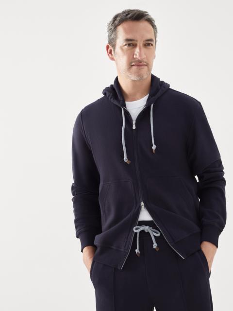 Brunello Cucinelli Techno cotton French terry hooded sweatshirt with zipper