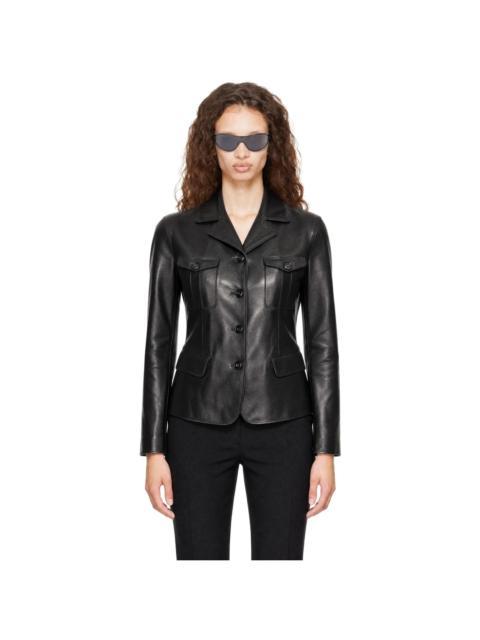 TOM FORD Black Four-Pocket Nappa Leather Jacket