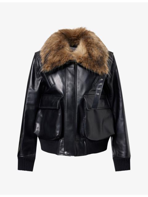 sacai Spread-Collar Flap-Pocket Leather Jacket
