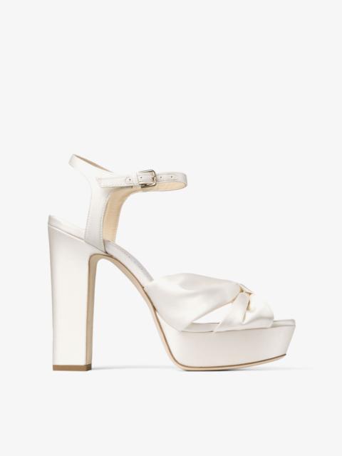 JIMMY CHOO Heloise 120
Ivory Satin Platform Sandals