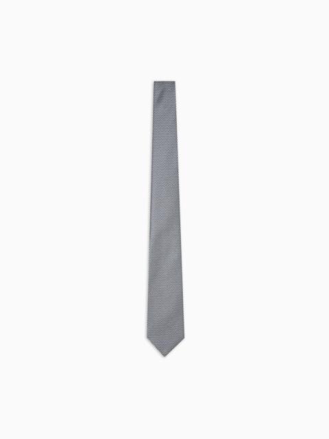 EMPORIO ARMANI SILK BLEND TIE WITH JACQUARD OP-ART MICRO-PATTERN