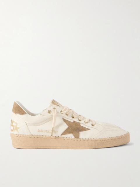 Golden Goose Ball Star Distressed Suede-Trimmed Canvas Sneakers