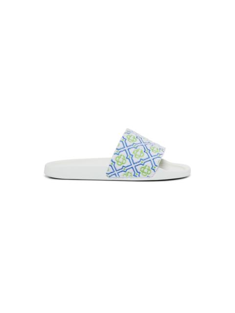 CASABLANCA Mens White Monogram Pool Slides