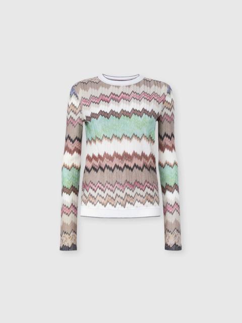 Missoni Viscose Lamé Crewneck Sweater with Contrast Trim