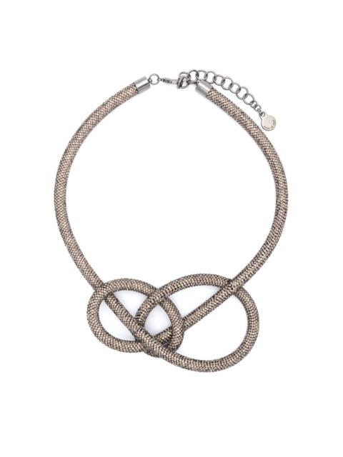 crystal-embellished knot-detailing necklace