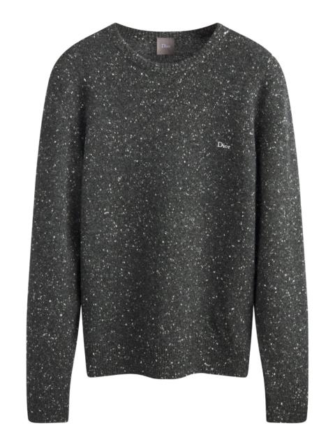 Dior GREY CASHMERE KNIT SWEATER WITH DIOR EMBROIDERY
