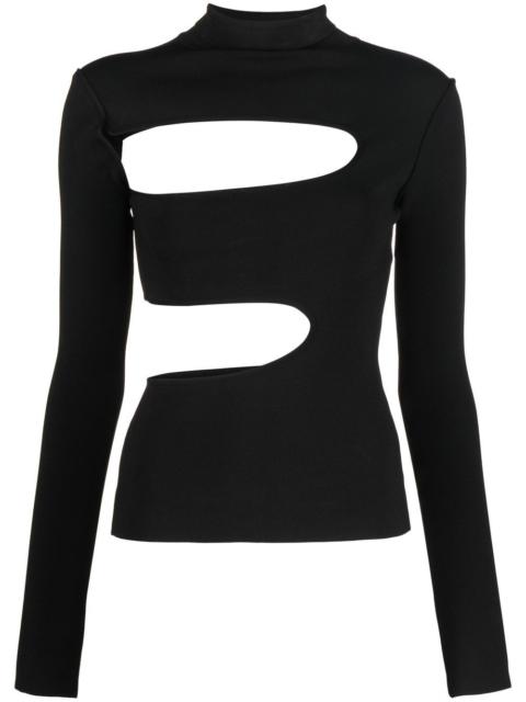Roberto Cavalli cut-out ribbed long-sleeved T-shirt