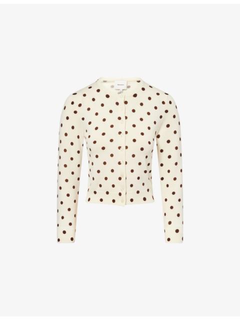 Reformation Bernadette Polka Dot-Print Merino-Wool Cardigan
