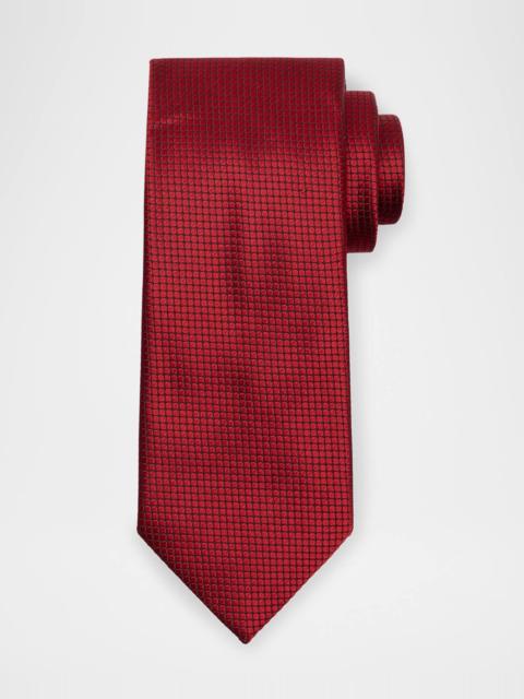 Men's Micro-Geometric Jacquard Silk Tie