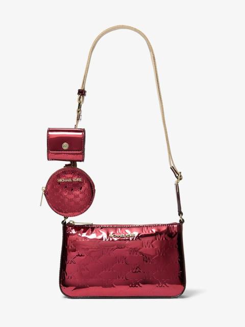 MICHAEL KORS Jet Set Small Metallic Logo Debossed Crossbody Bag with Case for Apple Airpods Pro®