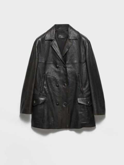 Prada Double-breasted nappa leather caban jacket