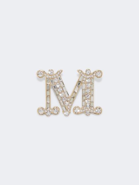 Max Mara Crystal-adorned Monogram brooch - OPTICAL WHITE