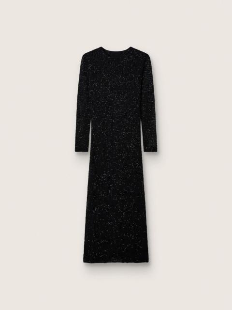 Golden Goose Women's long dress in black mesh with black sequins