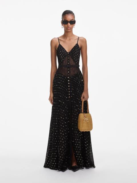 Black And Gold Chiffon Maxi Dress