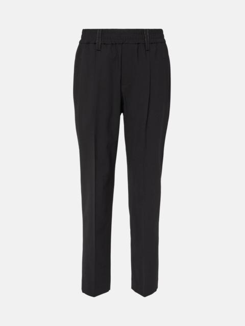 High-rise wool-blend straight pants