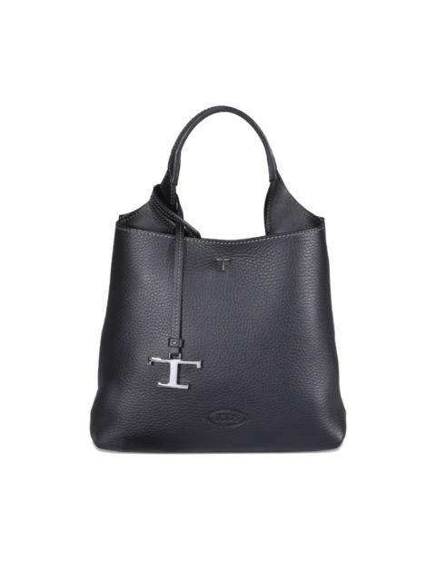 logo-charm leather tote bag