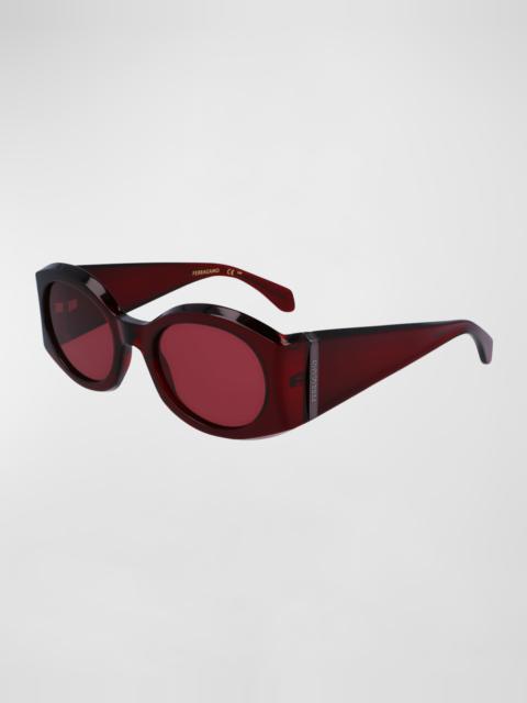 FERRAGAMO Sculptural Plastic Oval Sunglasses