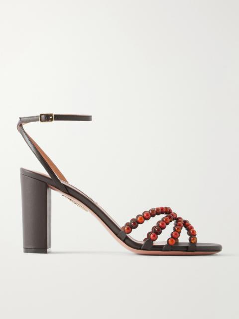 AQUAZZURA Gemma 85 Embellished Leather Sandals