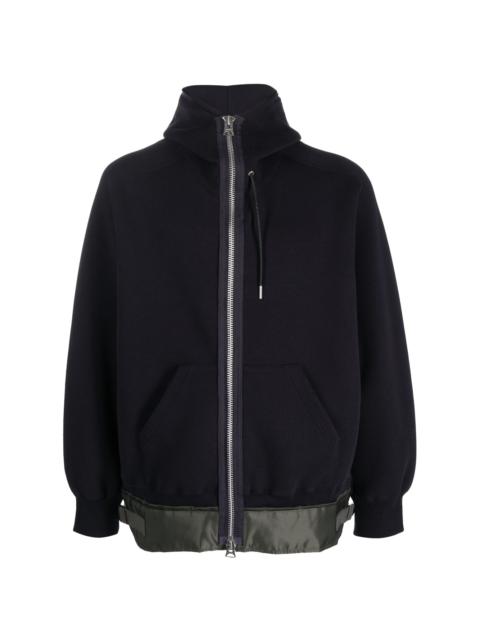 panelled zip-up hoodie